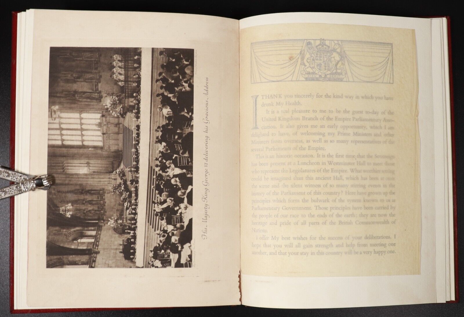 1937 Westminster Imperial Conference Program Antique Parliamentary History Book