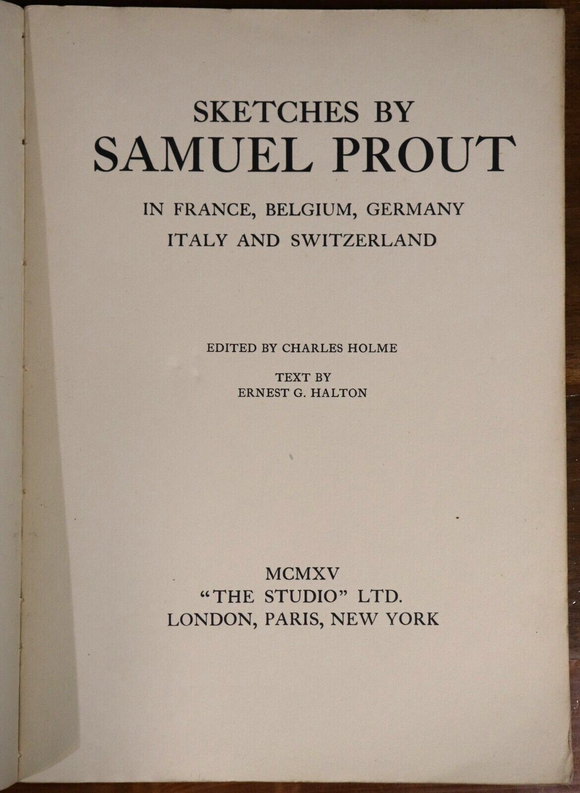 1915 The Studio Sketches by Samuel Prout Antiquarian Architecture & Art Magazine