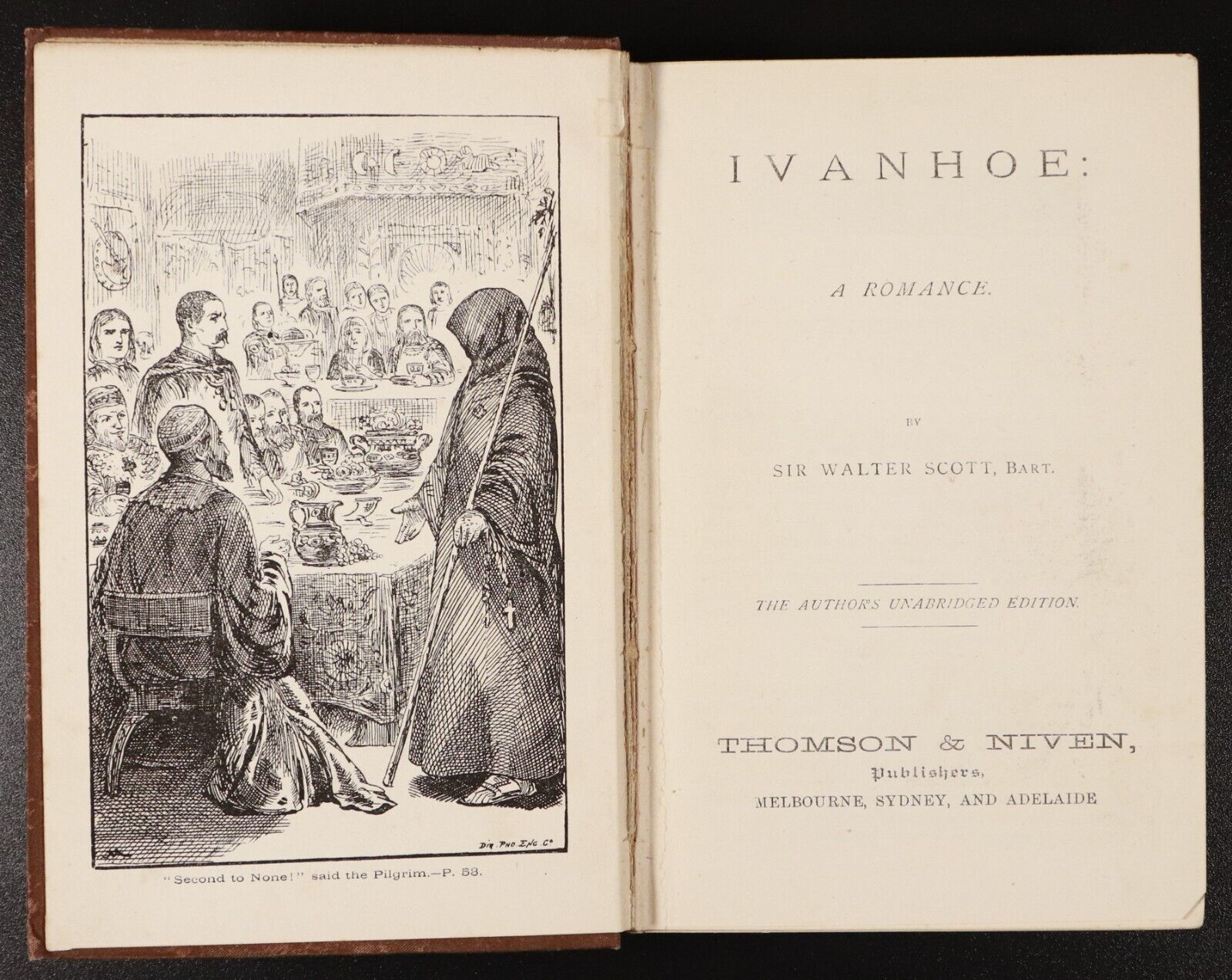 c1880 Ivanhoe by Walter Scott Antique Fiction Book Waverley Novels Fine Binding - 0