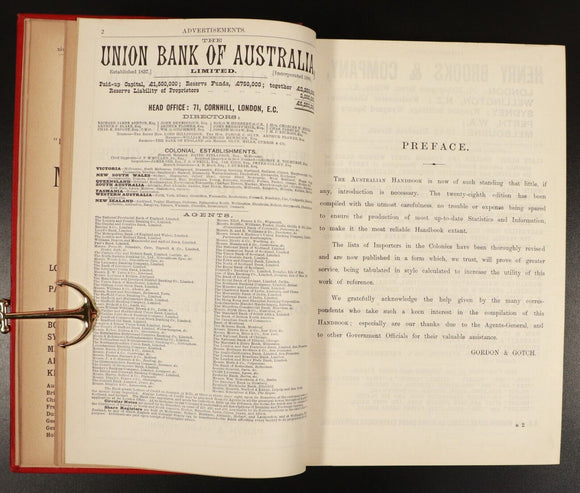 1897 Australian Handbook Directory Business Guide Antiquarian Reference Book