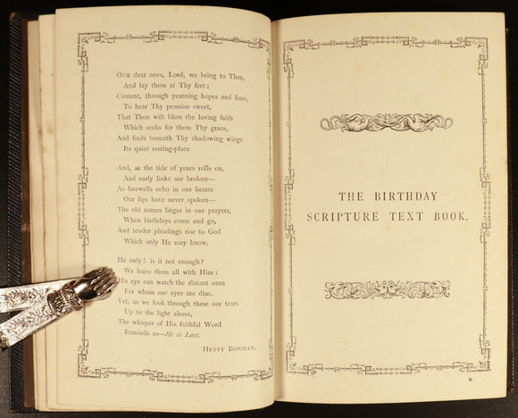 c1880 The Birthday Scripture Text Book Antiquarian Religious Reference Book