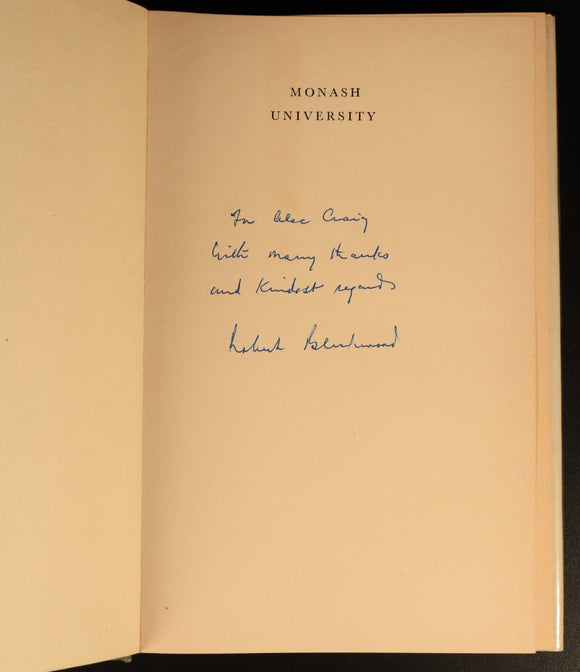 Monash University First Ten Years 1968 Australian History Book SIGNED LETTER