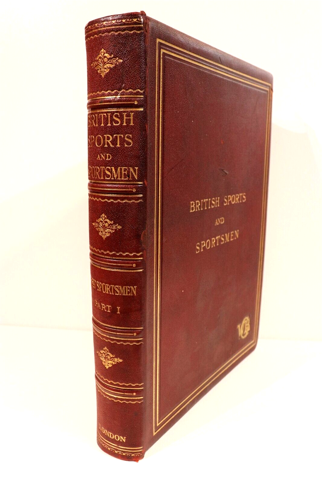 c1920 British Sports & Sportsmen Antique British Sports History Book Leather