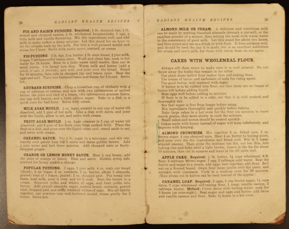 1941 Radiant Health Recipes Antique Australian Cook Book Mary L. Nicholls