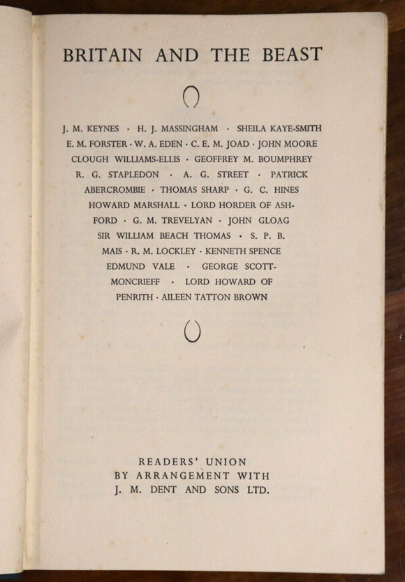 1938 Britain & The Beast: Clough Williams-Ellis Antique British History Book