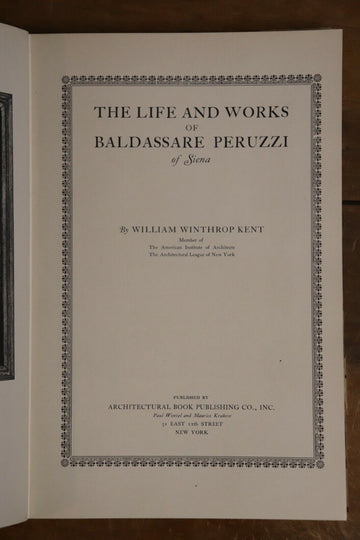 1925 The Life & Works Of Baldassare Peruzzi Antique Italian Architecture Book - 0