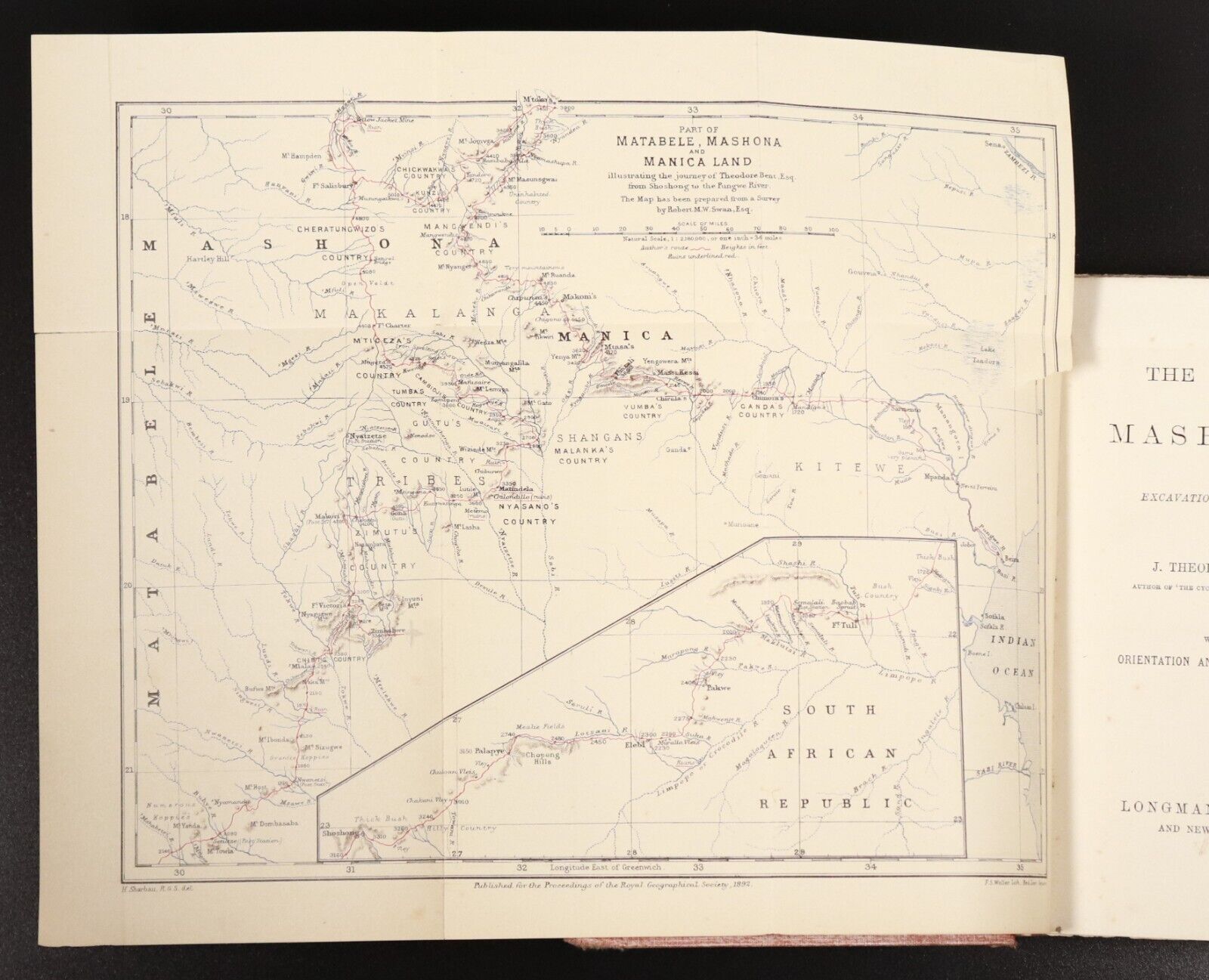 1893 The Ruined Cities Of Mashonaland by J.T. Bent Antique Exploration Book Maps - 0