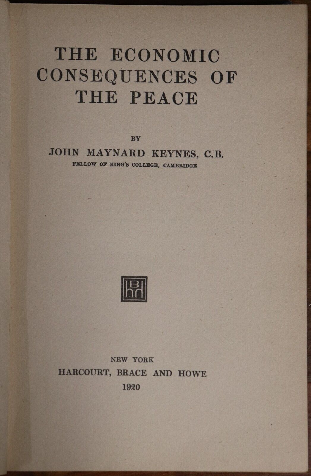 1920 The Economic Consequences Of The Peace John M. Keynes 1st Ed Economics Book - 0