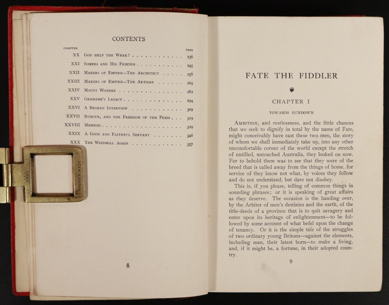 1901 Fate The Fiddler by Herbert C. Macilwaine Antique Australian Fiction Book