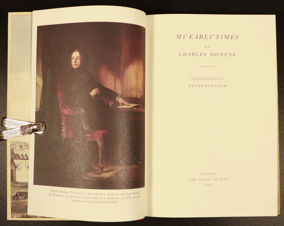 1988 My Early Times by Charles Dickens Folio Society Autobiography Book w/Sleeve