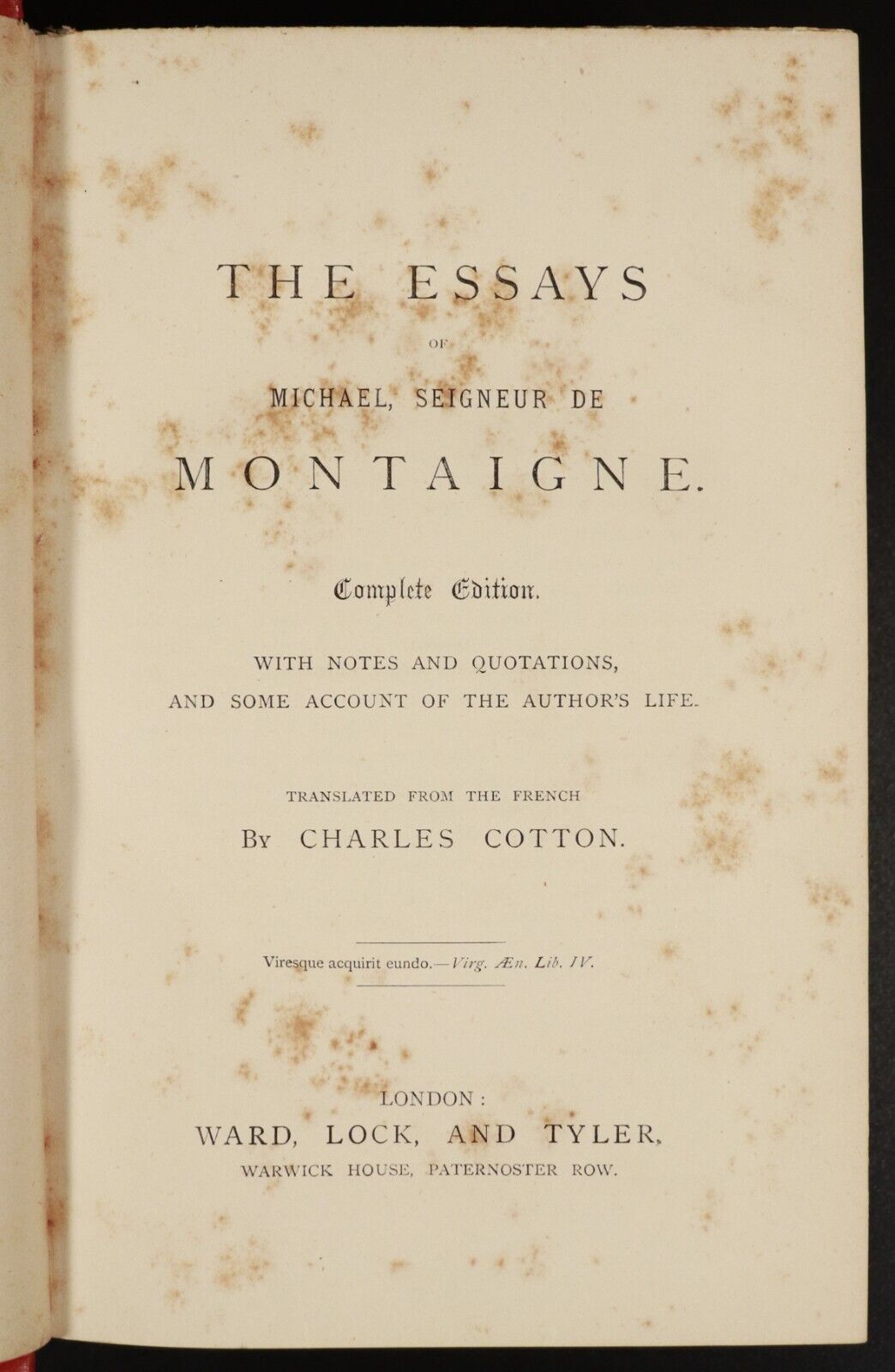 c1870 Montaigne's Essays Translated by C. Cotton Antiquarian Philosophy Book