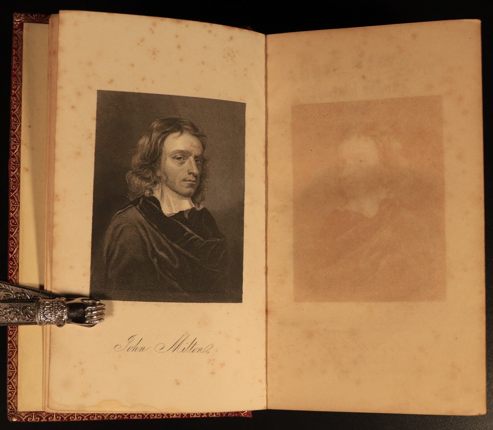 c1850 Poetical Works Of John Milton Paradise Lost Antique Poetry Book Leather
