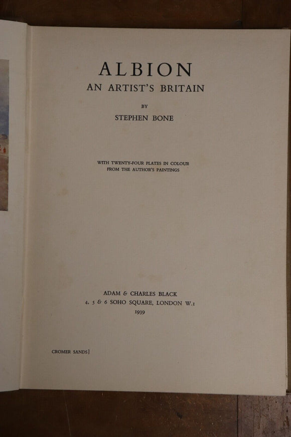 1939 Albion: An Artists Britain by Stephen Bone Antique British History Book