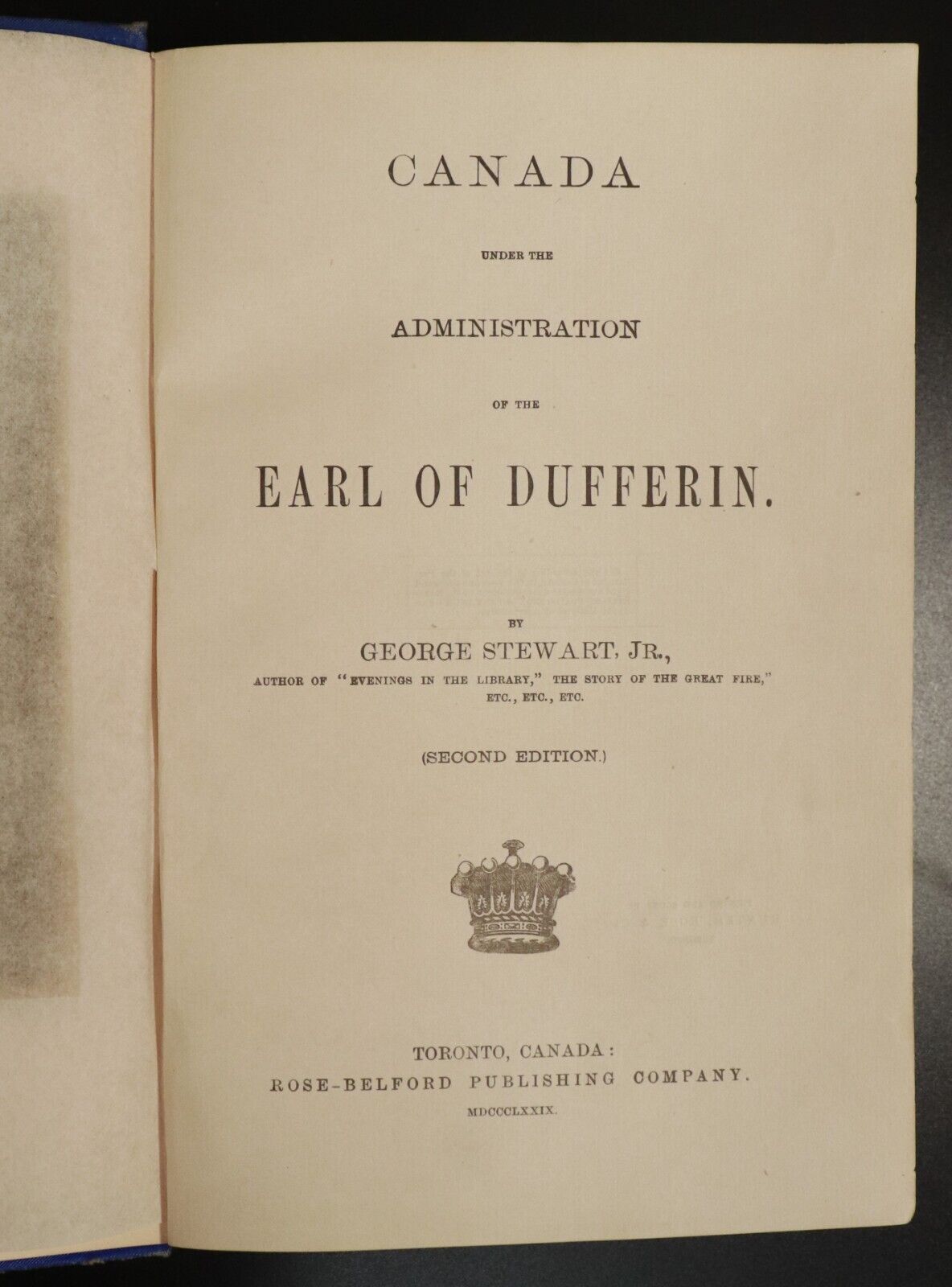 1879 Canada Under The Earl Of Dufferin Antique Canadian History Book