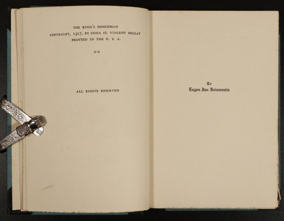 1927 The King's Henchman by Edna St Vincent Millary Antique Theatre History Book
