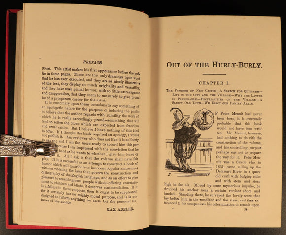 c1900 Out Of The Hurly-Burly by Max Adeler Antique American Fiction Book