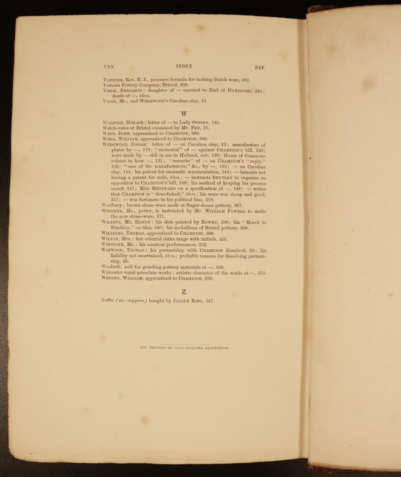 1873 Two Centures Of Ceramic Art In Bristol by R. Champion Antique History Book
