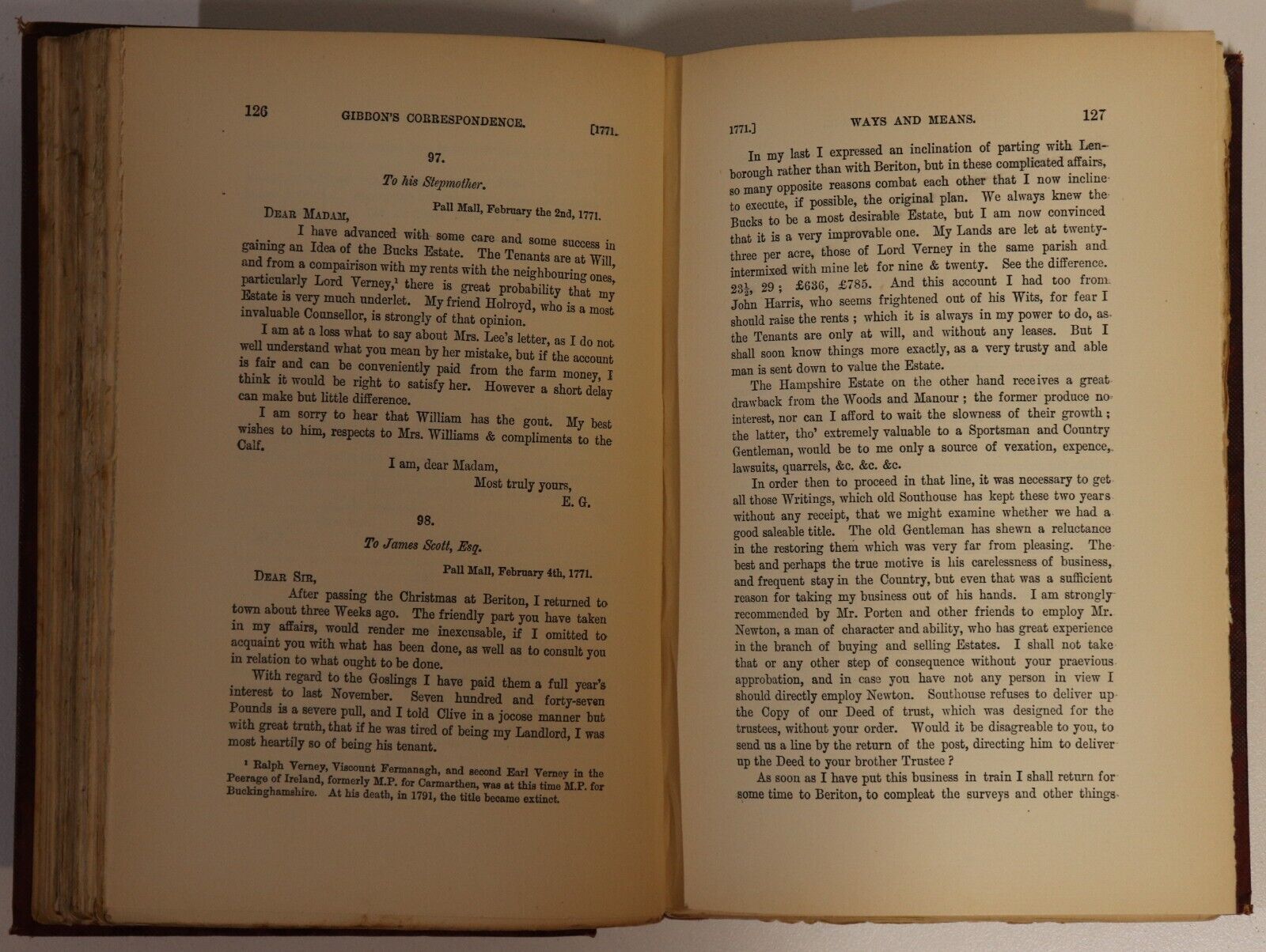 1897 2vol Private Letters Of Edward Gibbon Antique British Biography Book