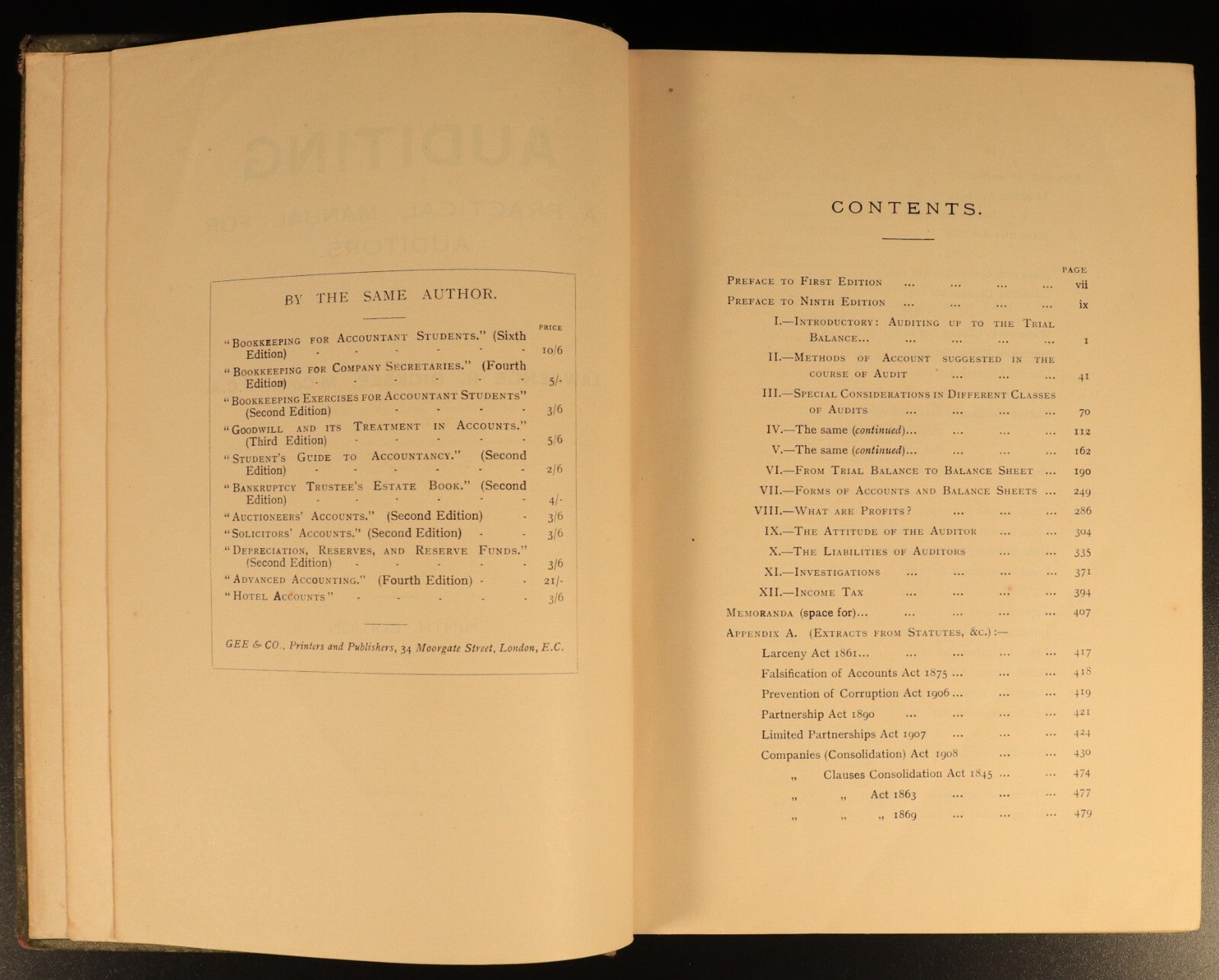 1912 Auditing Manual For Auditors by LR Dicksee Antique Financial Reference Book
