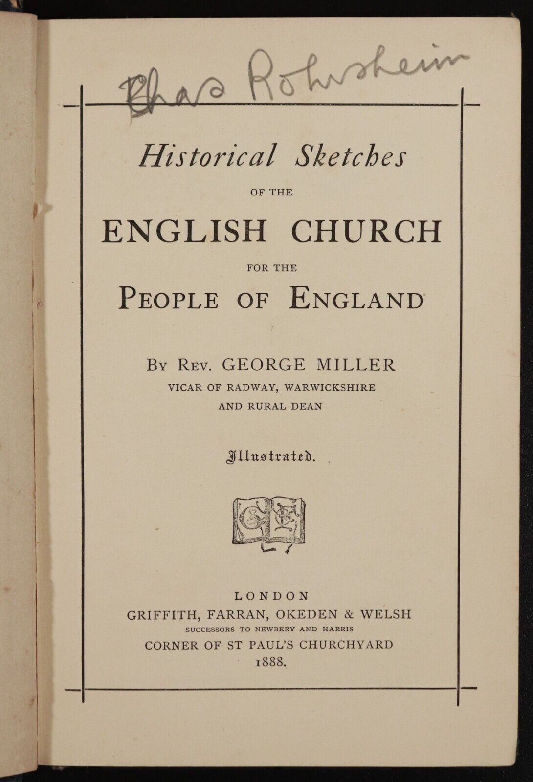 1888 Historical Sketches Of The English Church Antique Church Architecture Book - 0