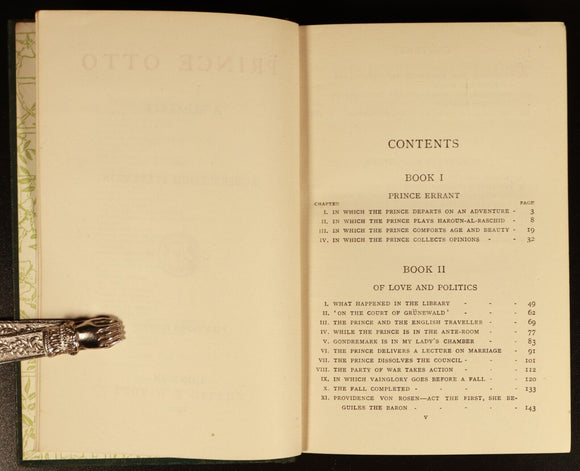 1910 2vol Prince Otto & Across Plains by R.L. Stevenson Antique Literature Books