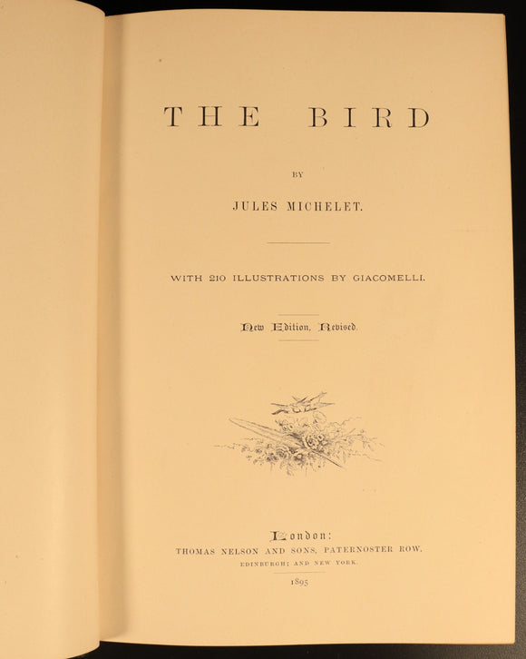 The Bird by Jules Michelet & Giacomelli 1895 Antique Natural History Book Gilt