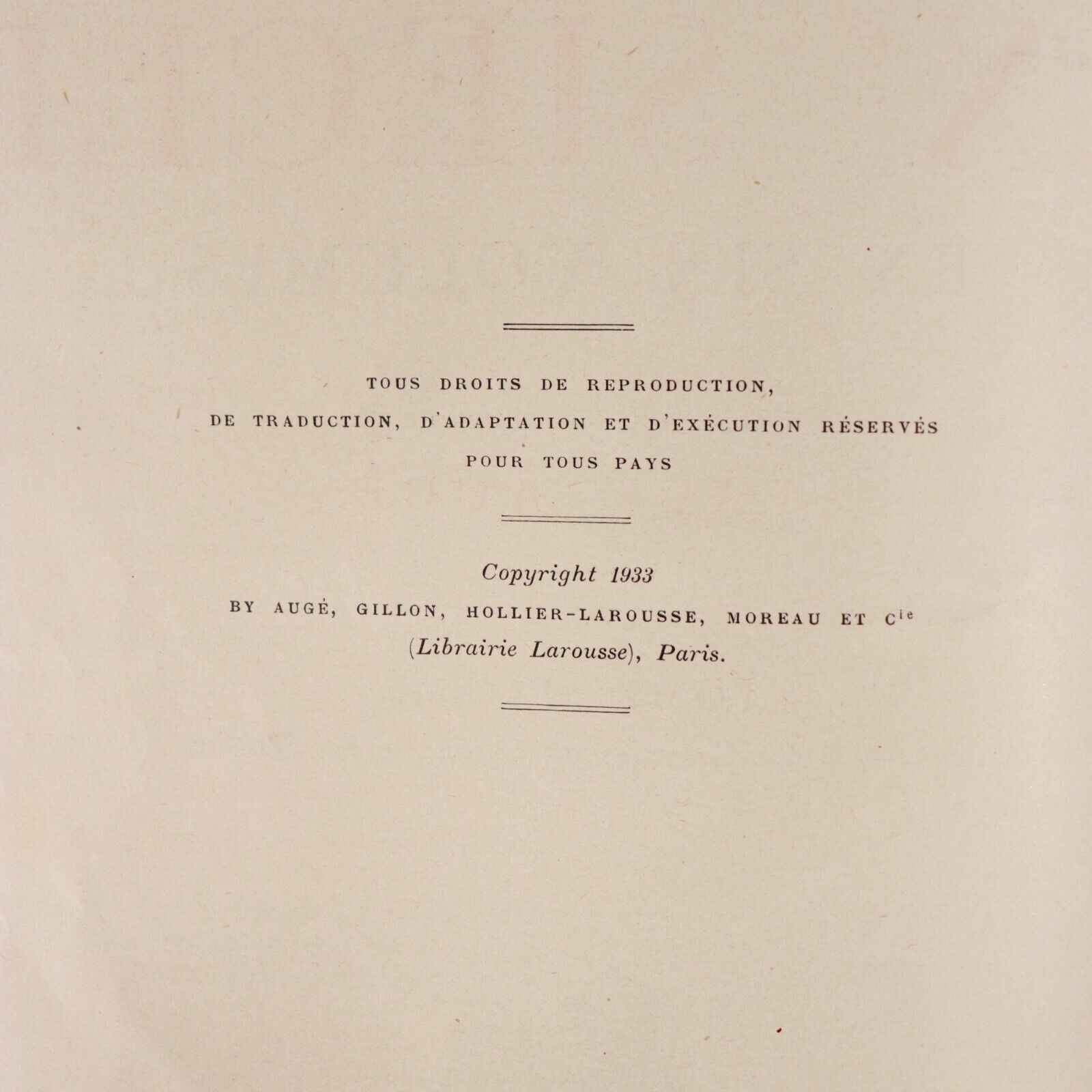 1933 Larousse Du Xxe Siecle Vol.6 by Paul Auge' French Reference Book