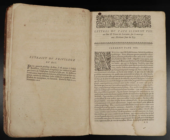 1626 Lettres De L'Illustrissime Cardinal D'Ossat Antiquarian French History Book