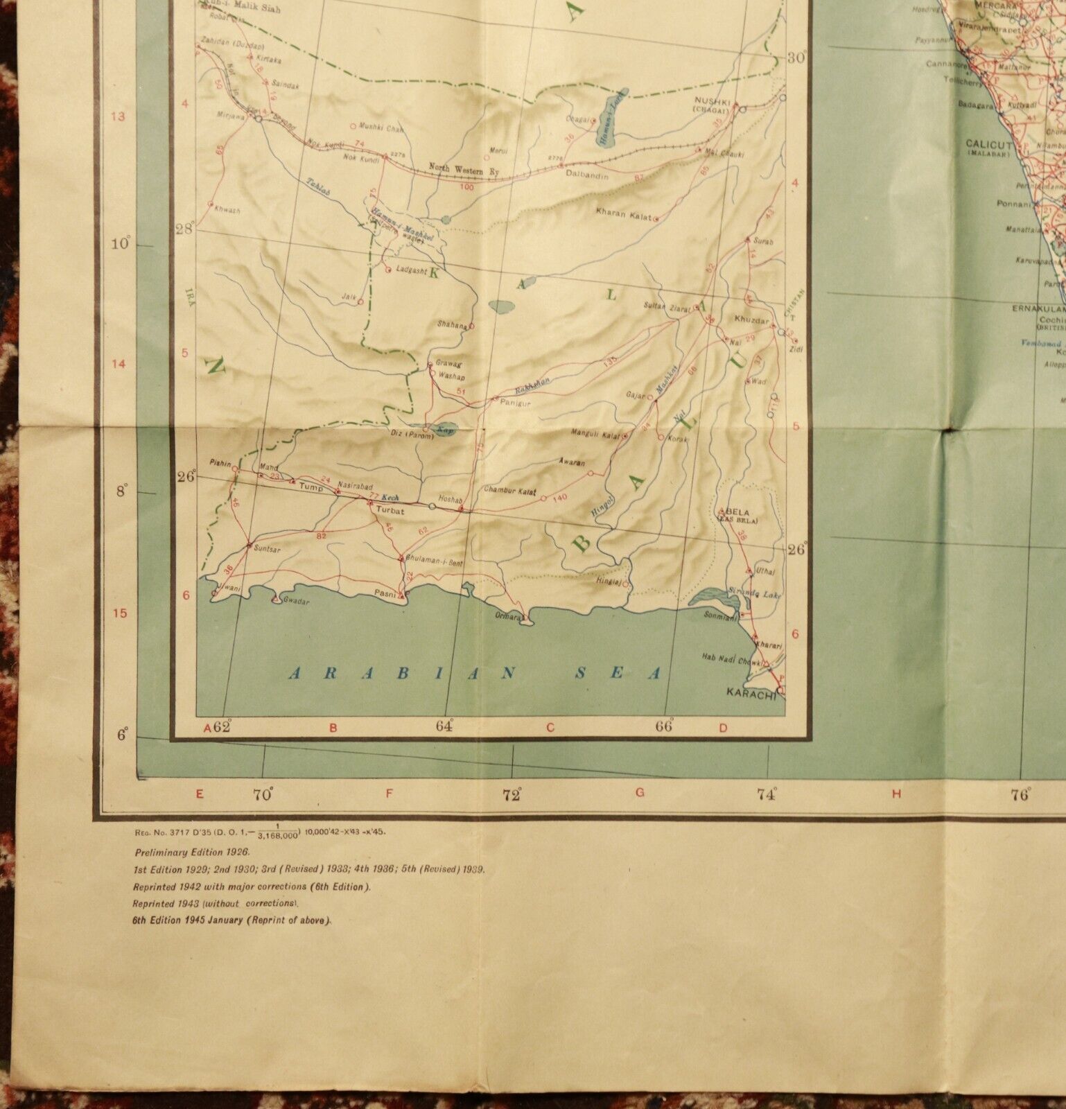 1945 Road Map Of India Antique Map Travel Book Survey Of India 112cm x 79cm