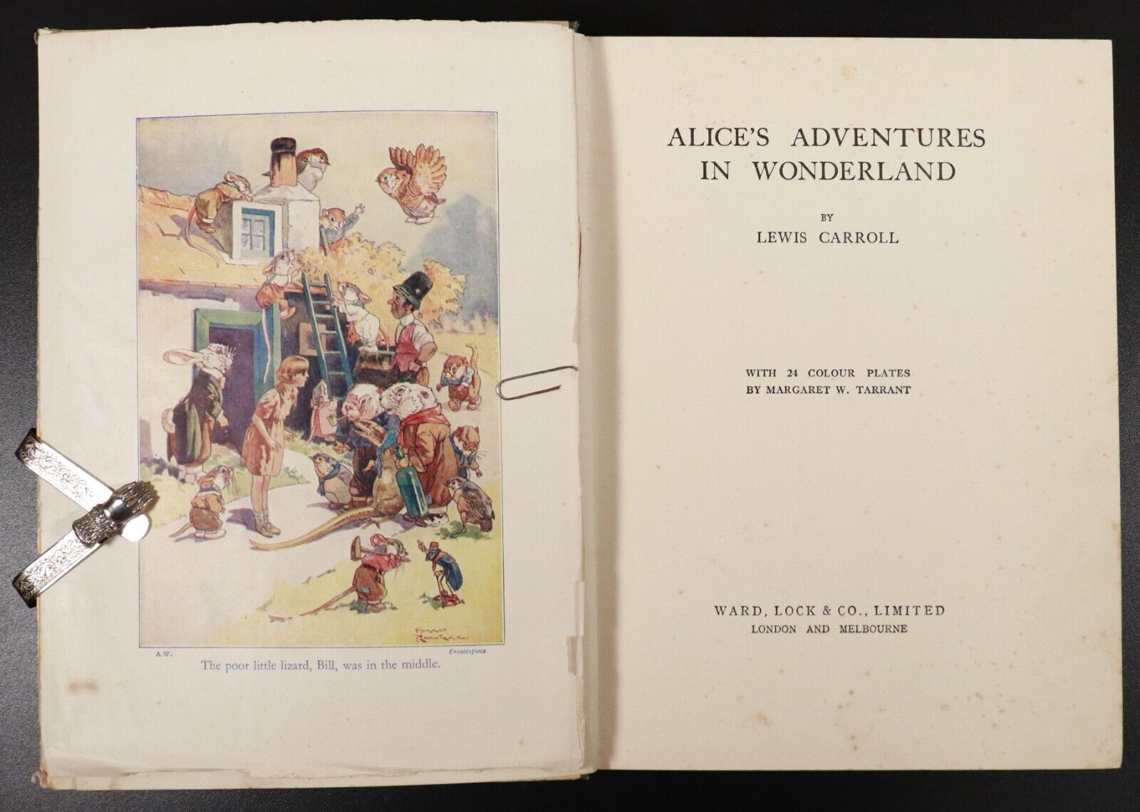 c1929 Alice's Adventures In Wonderland by Lewis Carroll Antique Book M. Tarrant - 0