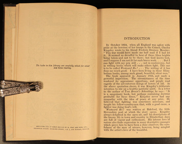 Westward Ho! by Charles Kingsley 1919 Antique British Fiction Book Leather