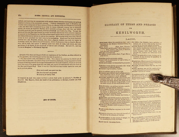 c1895 Kenilworth: A Romance by Walter Scott Antique Fiction Book Waverley Novels