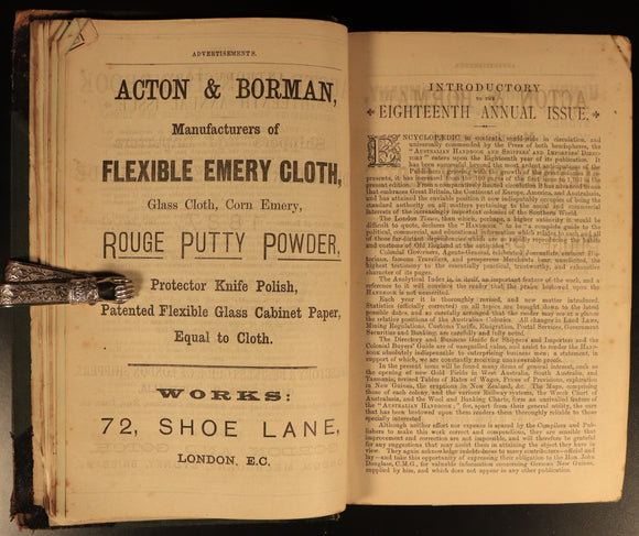1887 Australian Handbook Directory Business Guide Colonial History Book Maps
