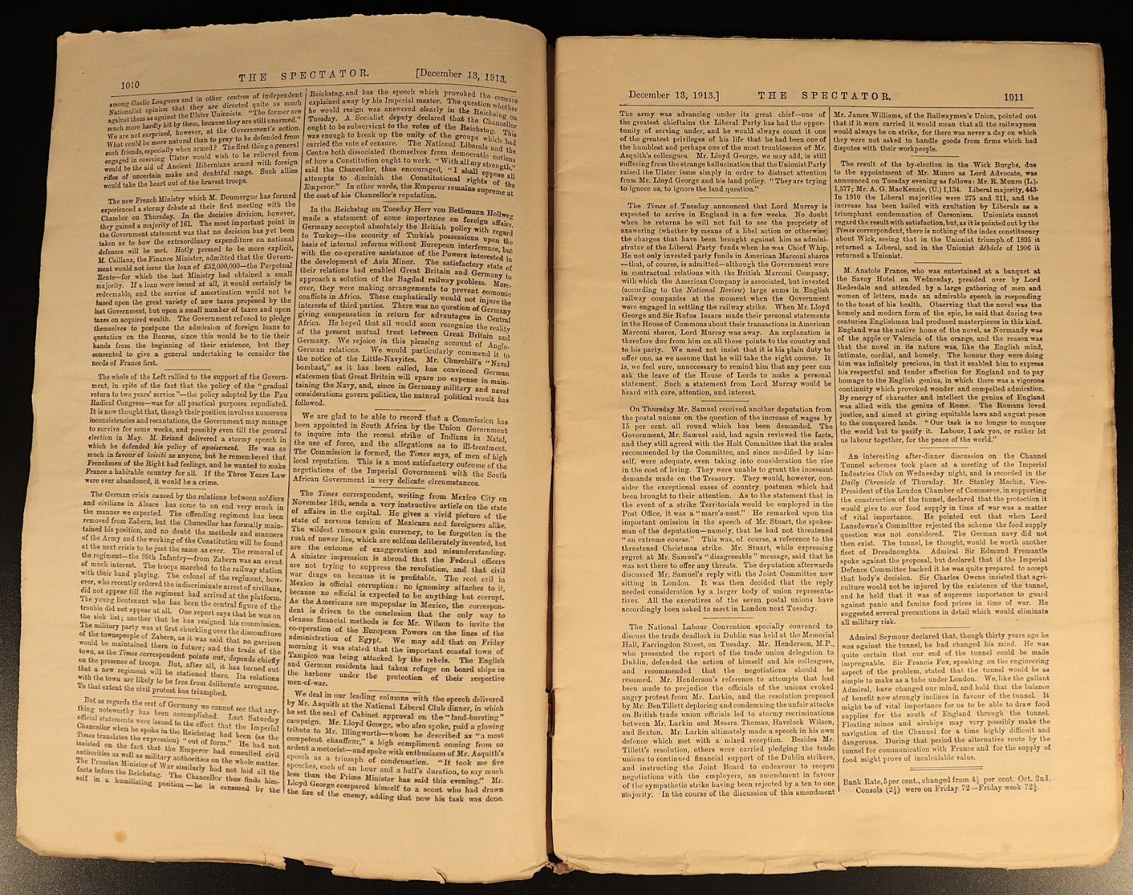 1913 The Spectator Magazine December 13, 1913 Antique British Newspaper Magazine