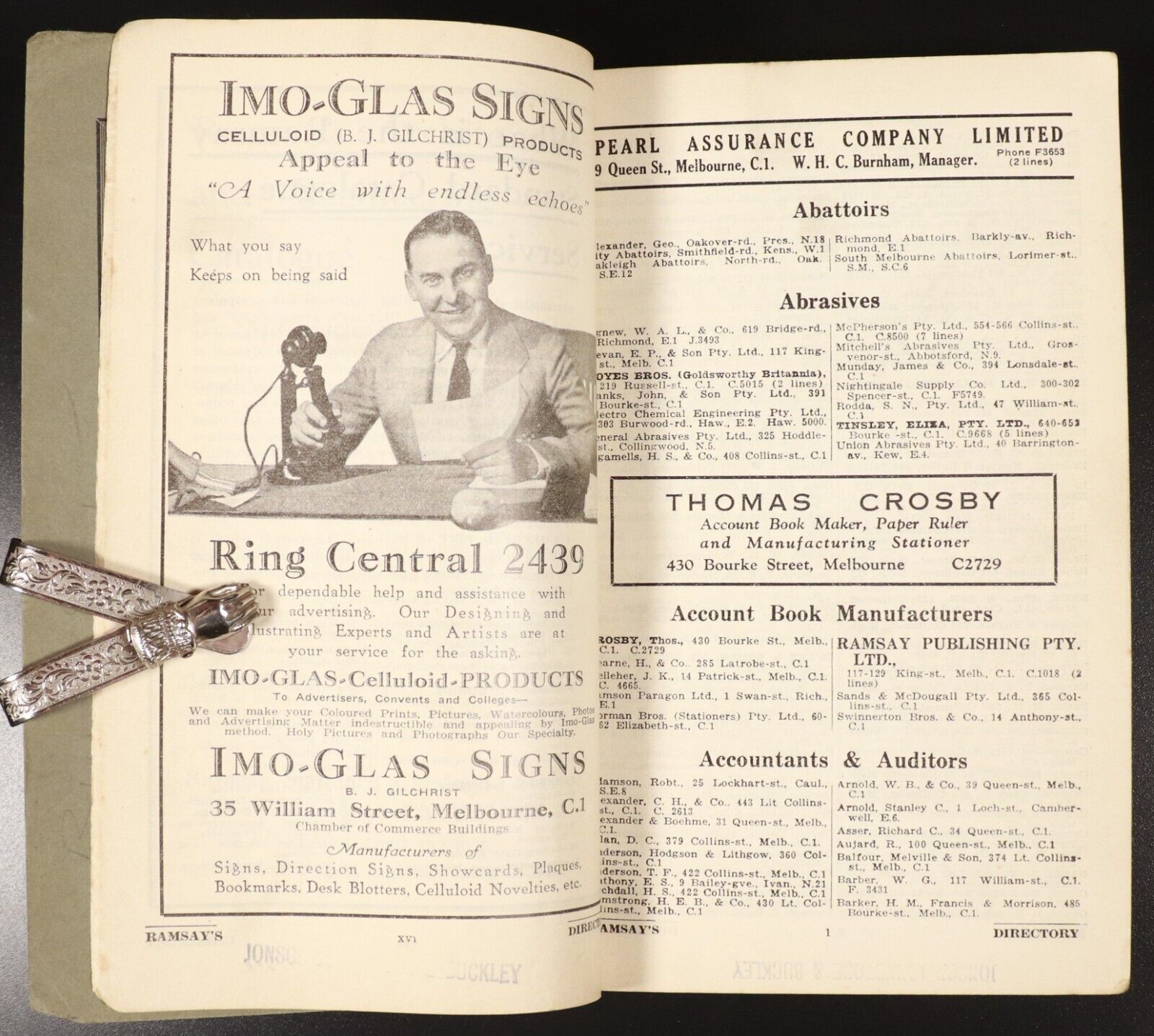 1936 Ramsays Melbourne Business & Professional Directory Australian History Book