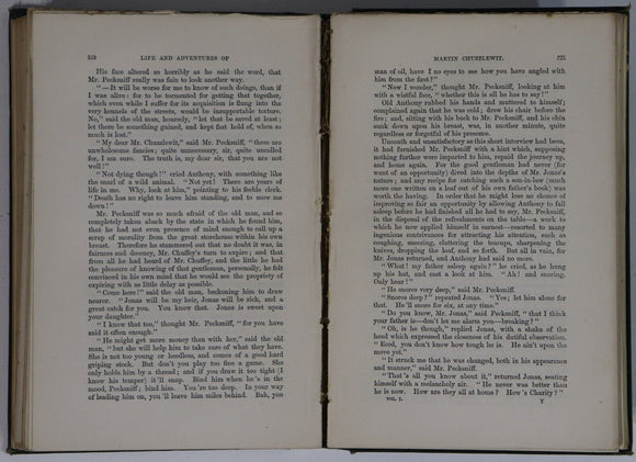 c1879 2vol Martin Chuzzlewit by Charles Dickens Antique British Fiction Book Set