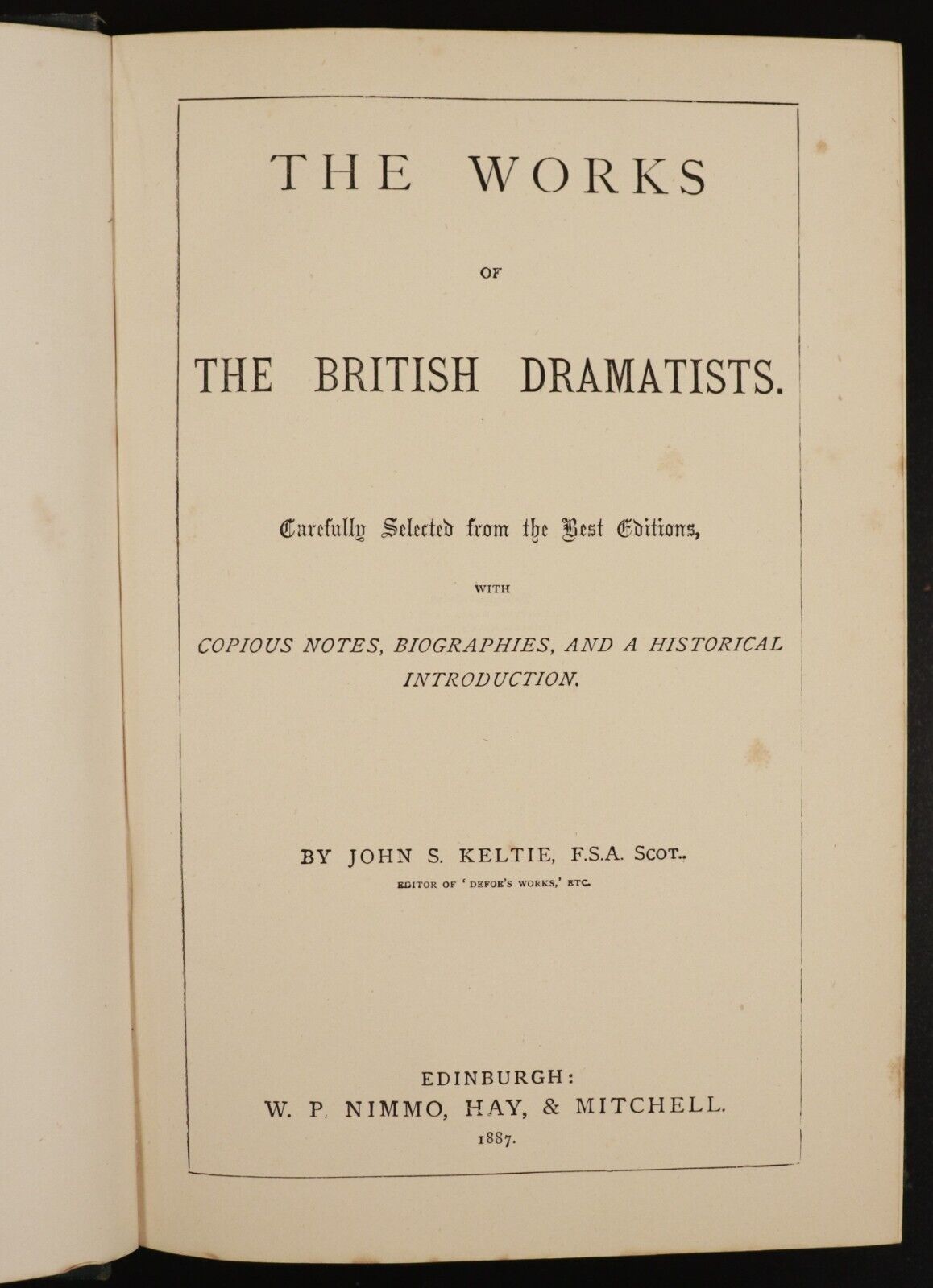 1887 The Works Of The British Dramatists Antique British History Book