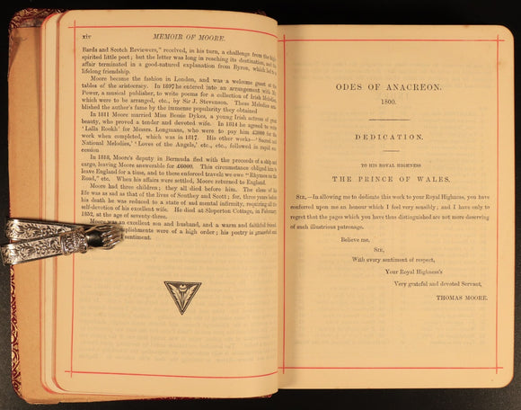 c1905 The Poetical Works Of Thomas Moore Illustrated Antique Irish Poetry Book