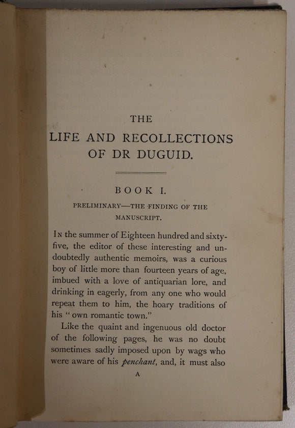 1887 Life & Recollections Of Doctor Duguid Antique Scottish History Book