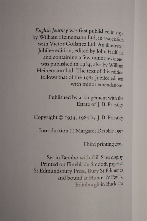 2001 English Journey by JB Priestley The Folio Society British History Book