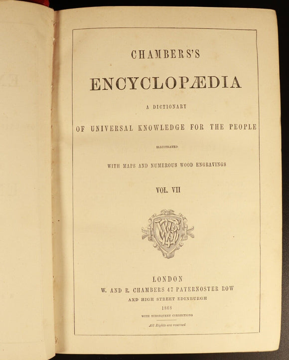 c1868 3vol Chambers's Encyclopaedia Antiquarian Reference Books Maps Australia