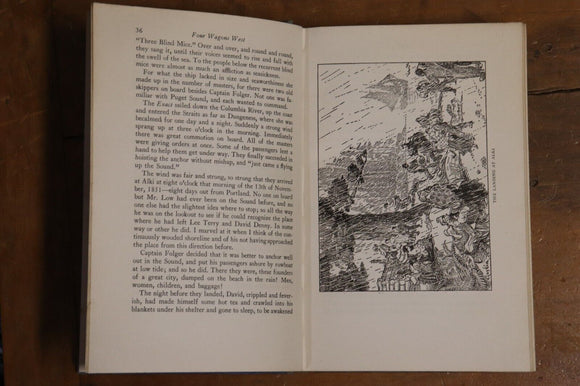 1931 Four Wagons West: The Story of Seattle Antique American History Book