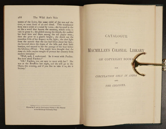 1896 The Wild Ass's Skin La Peau De Chagrin - H. De Balzac Antique Fiction Book