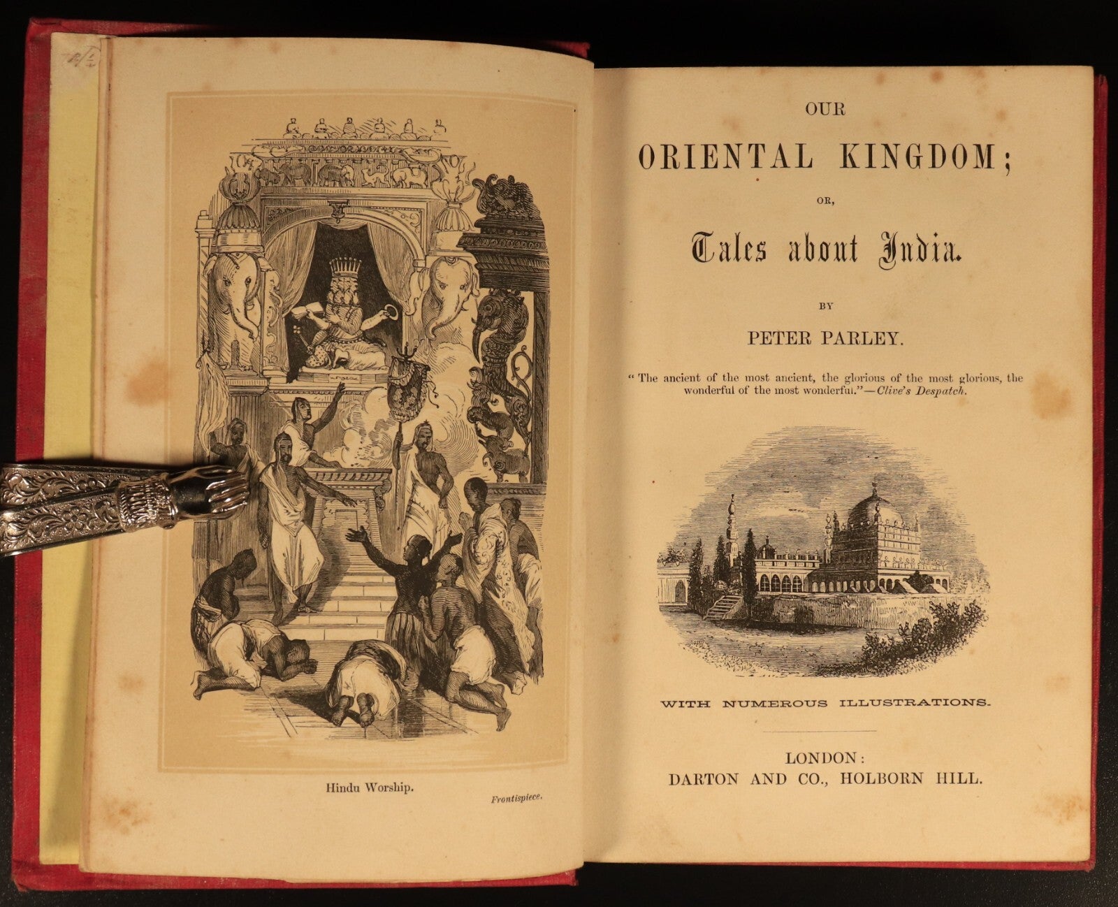 c1857 Our Oriental Kingdom by Peter Parley Antiquarian Indian History Book