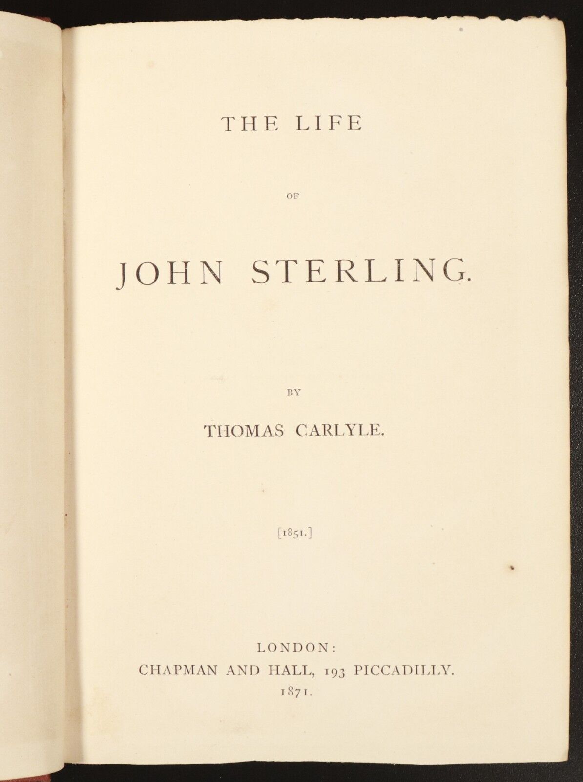 1871 Life Of John Sterling by Thomas Carlyle Antiquarian History Biography Book