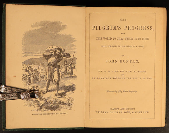 c1880 The Pilgrim's Progress by John Bunyan Antique Illustrated Christian Book