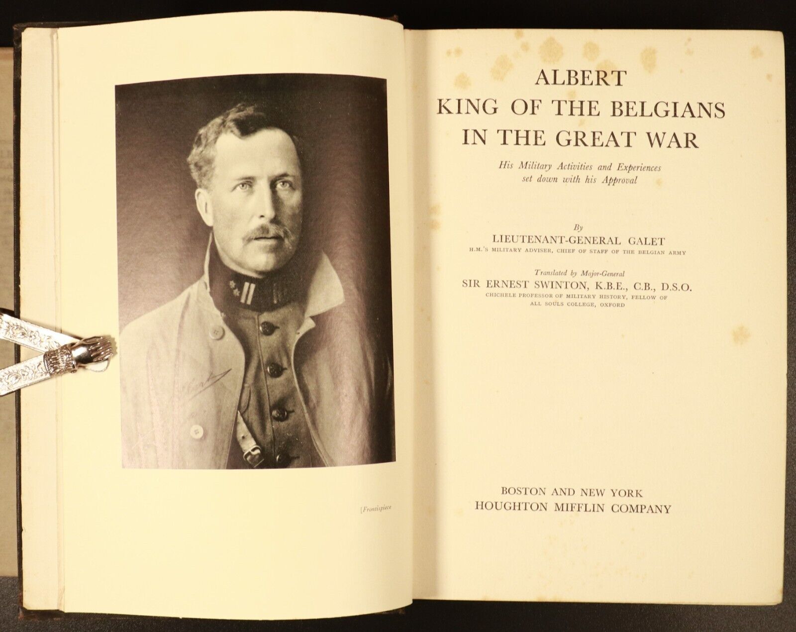 1931 King Albert In The Great War WW1 Military History Book INSCRIBED by Swinton