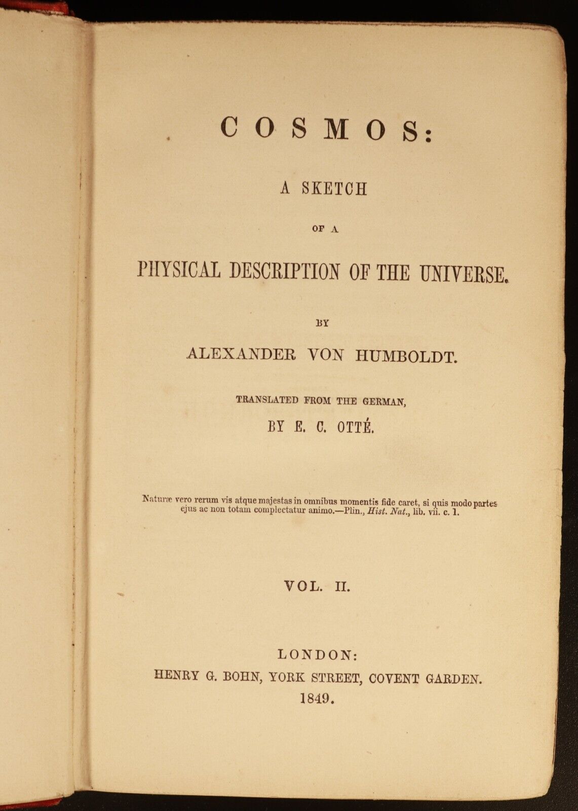 1849 2vol Cosmos: Physical Description Of Universe Antiquarian Book Set Humboldt