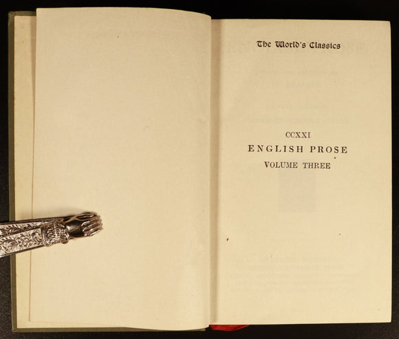 1921 3vol English Prose by W. Peacock Antique British Literature Books Milton