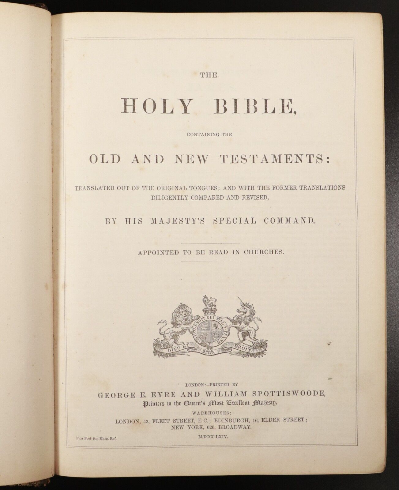 1864 The Holy Bible With The Old & New Testaments Antiquarian Prince James Bible
